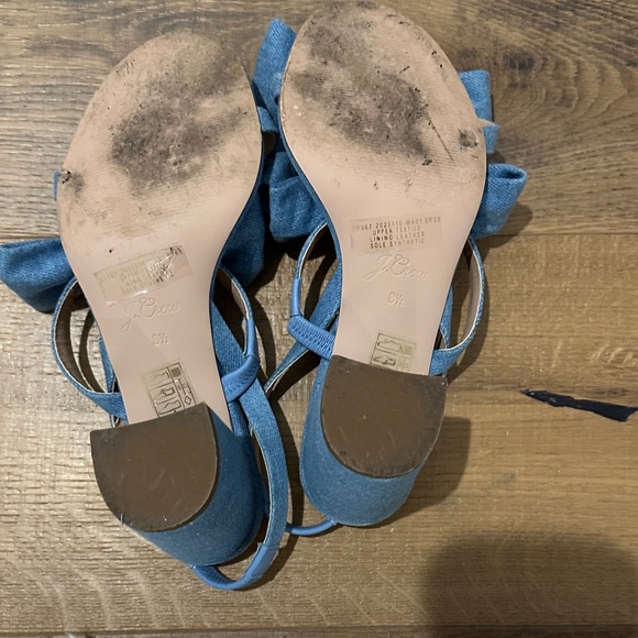 Like New J. Crew Lucie bow slingback sandals in denim twill 8.5 - Picture 5 of 5
